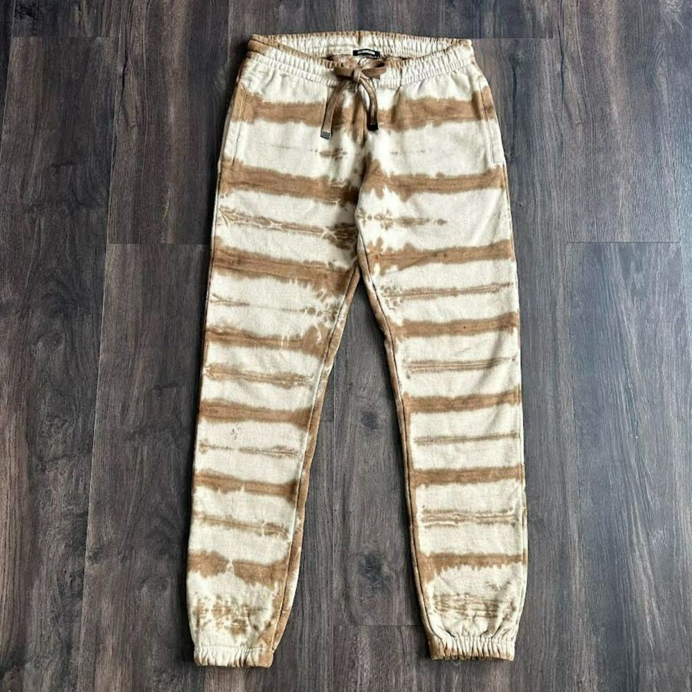 Talentless Tiger Tie Dye Premium Sweat Pants Thick Joggers Tan Cream Size Small